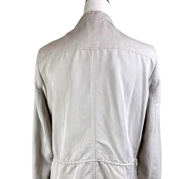 Tribal Khaki Tan Crossover Button Zip Up Drawcord Waist Casual Utility Jacket - Picture 8 of 11